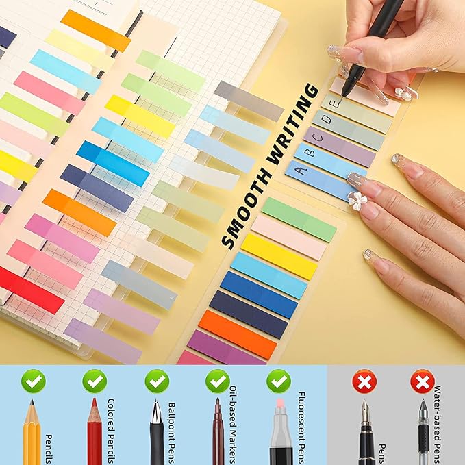 2800Pcs Sticky Tabs Book Tabs, Translucent Sticky Notes, Repositionable Book Markers, Morandi Book Flags Strip, Writable Book Annotation Supplies, Page Tabs, File Index Tabs (2800)