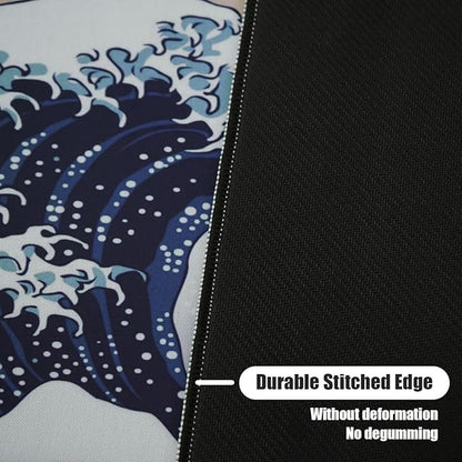 Large Japanese Sea Wave Mouse Pad, Blue Anime Desk Mat,Extended Non-Slip Keyboard Mouse Pad Kanagawa Office Desk Pad 23.6" x 11.8" Gaming Mouse Pad Desktop Protector for Office and Home