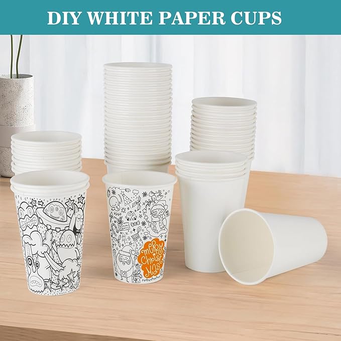 Coffee Cups - 1000 Pack Paper Cups 10 oz, Disposable Paper Coffee Cup for Hot and Cold Drink, White Paper Coffe Cup, Hot Cups Bulk for Office, Party, Home, Travel, Cafes, Bathroom