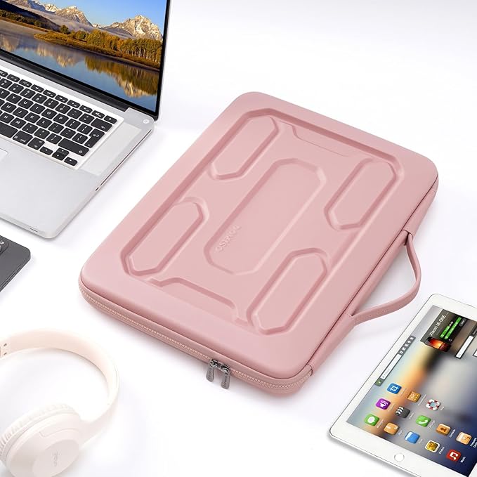 DOMISO 13.3 inch Laptop Sleeve with Handle Shockproof Computer Bag Waterproof EVA Protective Carrying Case for 13-13.3 inch Notebooks/13 MacBook Air/MacBook Pro Retina/Dell XPS 13/HP, Pink