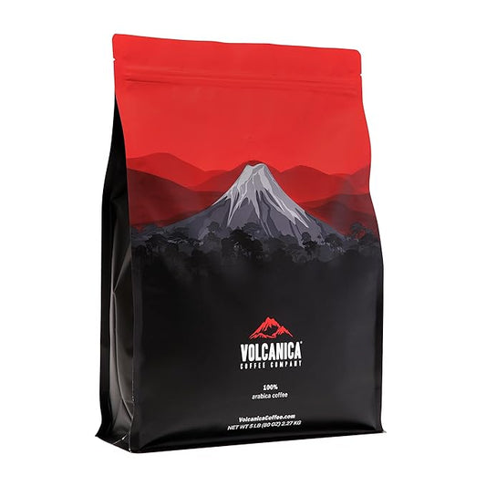 Volcanica House Decaf Coffee, Whole Bean, Swiss Water Processed, Fresh Roasted, 5 lbs