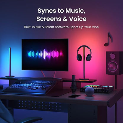 YEELIGHT RGB Smart Light Bars, Dual-Sided 16 Million Colors Gaming Backlight with Music Sync & App Control, 16" Immersive 3-Side Lighting, Real-Time Game Sync, PC/Room Decor