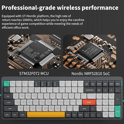 nuphy Air96 V2 Wireless Mechanical Keyboard,100 Keys RGB Backlit Keyboard,Supports Bluetooth 5.1,2.4G and Wired Connection,for PC/Laptop/Windows/Mac -Grey Gateron Cowberry Switch