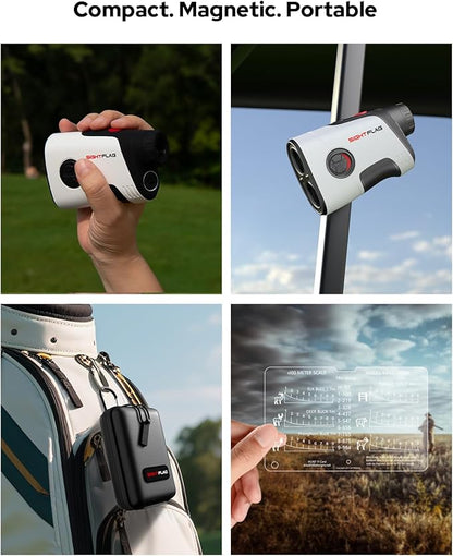GF2 Golf Rangefinder with Slope, 1300 Yards Laser Range Finder, 7.5X Magnification, Flag Pole Locking Vibration 0.3 Yard Accuracy, Rechargeable Magnetic Golf Accessories Gift for Men Women