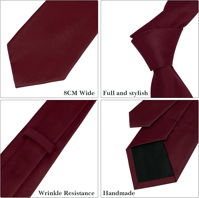 Men's Ties Solid Pure Color 3.15" (8CM) Necktie Plain Formal Business Wedding Black Ties For Men