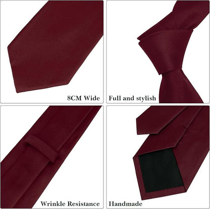 Men's Ties Solid Pure Color 3.15" (8CM) Necktie Plain Formal Business Wedding Black Ties For Men