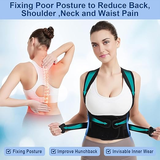 Posture Corrector for Women and Men, Upgraded Adjustable Back Brace for Upper and Lower Back Pain Relief, Shoulder Straightener for Scoliosis, Hunchback, Hump, Thoracic, Spine Corrector,M (34"-41")