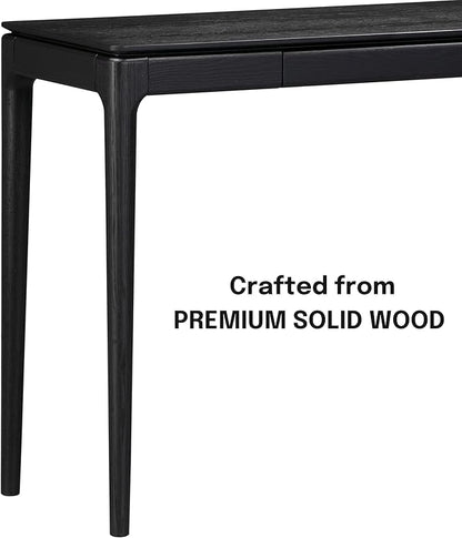 NTC Mingle Modern Wooden Rectangle Console Table with Hidden Drawer – Waterproof & Heat Resistant, Burnt Black