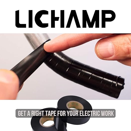 Lichamp 15-Pack Black Electrical Tape Waterproof, 3/4 in x 66ft, Industrial Grade UL/CSA Listed High Temp Electrical Tape Electric Super Vinyl