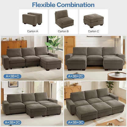 TEKAMON 27.5" Storage Ottoman, Square Footrest with Sponge Padded Seat, Chenille Fabric Step Stool for Sofa, Bedroom, Living Room, Entryway, Modern Change Shoes Stool, Wood Legs,(Brown)