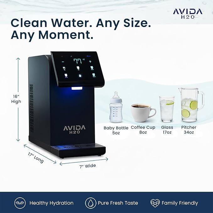 Ultra Instant Hot and Cold Water Dispenser - Bottleless Water Dispenser Countertop with Full Installation Kit and Quiet Multi-Stage Filtration + UV Sterilization & Modern Touchscreen Design