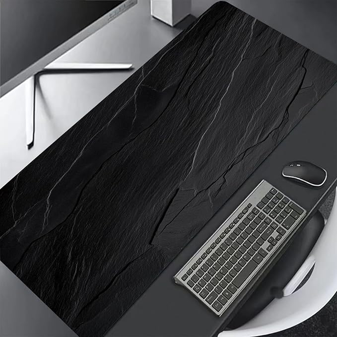 Mouse Pad Gaming Mousepad 31.5x11.8 Inch - 3mm Durable Fabric with Non-Slip Base, Waterproof Surface & Reinforced Edges for Gamers, Work Desks and Streaming Setups(Black Rock)