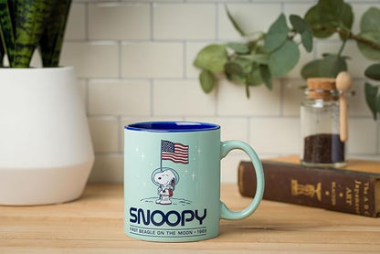 Silver Buffalo Peanuts “First Beagle on the Moon” Featuring Snoopy in Space Ceramic Mug, 20 Ounces