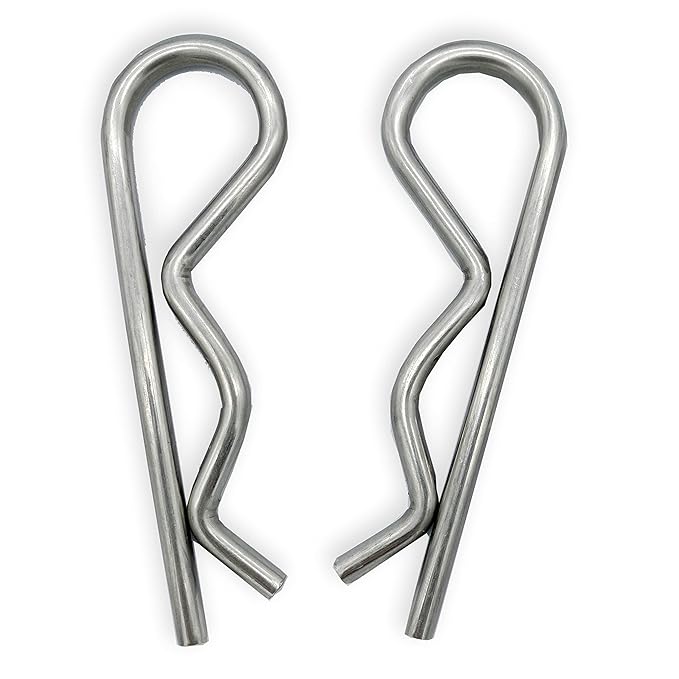 2 Pcs Heavy Duty Stainless Steel Cotter Pin R Clip Large Spring Retaining Wire Hair Pins Hitch Pin Clips Large Carter Pins for Trailer Pin Clips Lock System M5x100 keeper 4 inch Pin Keeper Pins