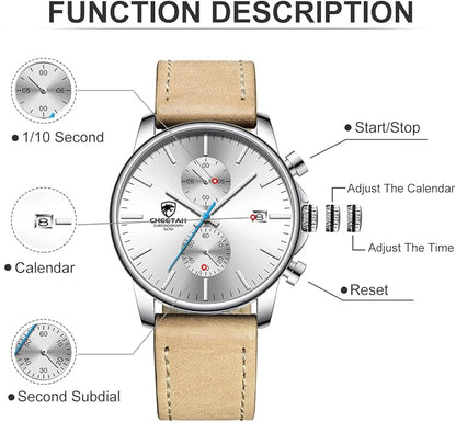 GOLDEN HOUR Mens Watch Fashion Sleek Minimalist Quartz Analog Mesh Stainless Steel Waterproof Chronograph Watches for Men with Auto Date