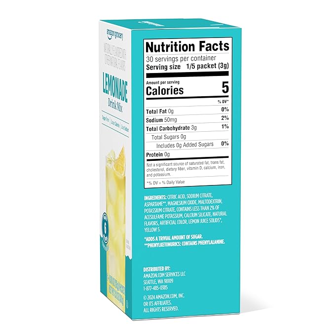 Amazon Grocery, Lemonade Drink Mix Singles, 0.53 Oz (Previously Happy Belly, Packaging May Vary)