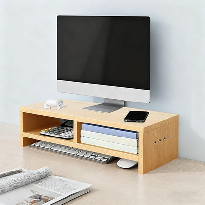 Monitor Stand, with Sleek Modern Design, 50x20x13cm, Monitor Stand Riser, Wireless Charging Desk Organizer, Ergonomic Height, for Multitasking and Desktop Organization