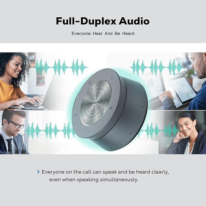MAXHUB BM45 Conference Speakerphone, Meeting Speaker and Microphone for Audio Conferencing, 8-Mics Array 360° Sound Pickup 26ft Range, AI Noise Suppression Plug-and-Play, Certified for Microsoft Teams