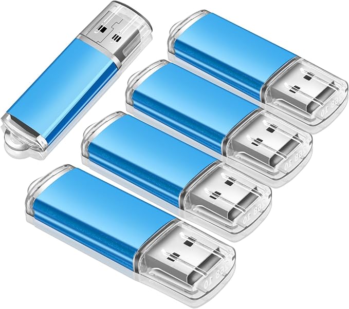 Generic 64GB Flash Drive 5 Pack USB 2.0 Flash Drive Thumb Drive USB Flash Driver Drive Pack Keychain Design Jump Drives Memory Stick for Data Storage(5 Pack Plastic USB Blue, 64GB)