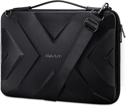 MOSISO Hard Shell Laptop Sleeve Shoulder Bag, 15.6 inch Computer Bag Compatible with MacBook, HP, Dell, Lenovo, Asus, Notebook, 16 inch Symmetric Geometric Waterproof EVA Carrying Case, Black
