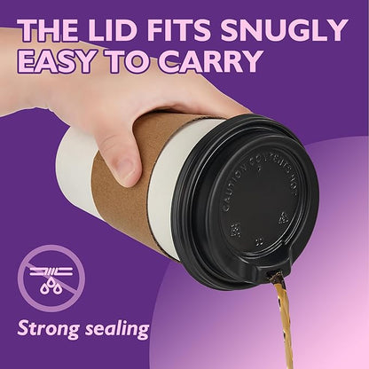 16 oz 50 Pack Disposable Coffee Cups with Lids and Sleeves, To Go Coffee Cups with Lids, Hot/Cold Beverage Drinking Cup for Coffee, Tea