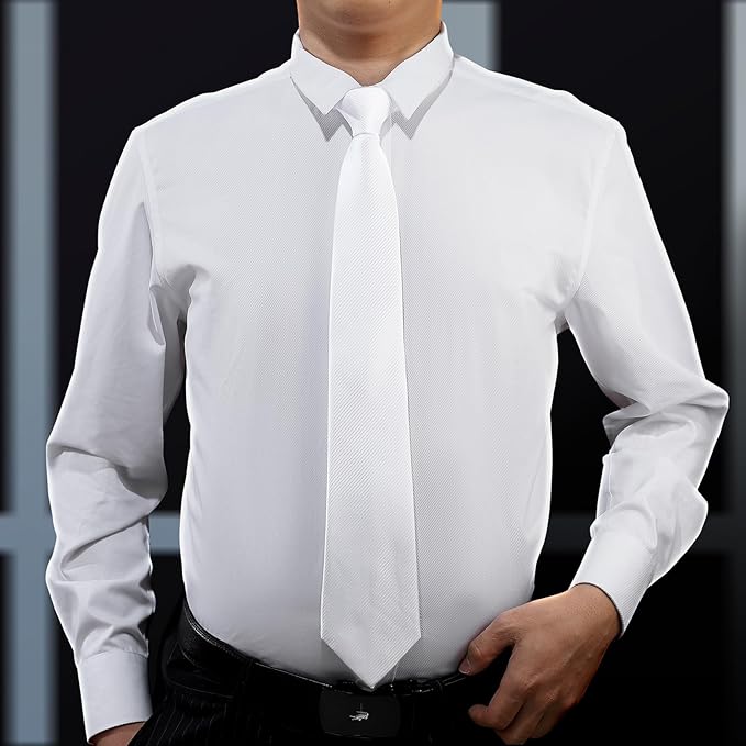 KOOELLE Men's Ties Solid Pure Color Plain Neckties Formal Black Ties For Men