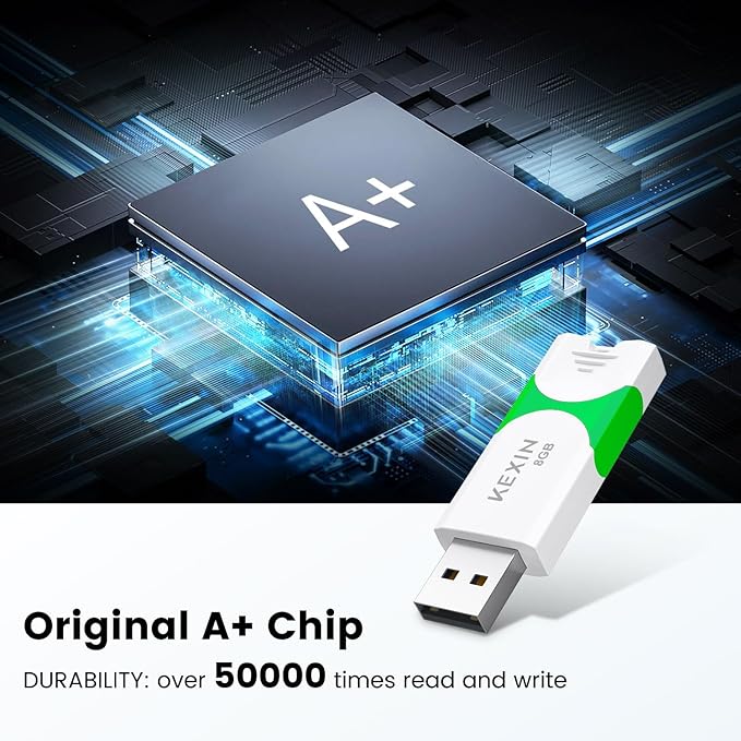 KEXIN 8GB Flash Drive 10 Pack USB 2.0 Flash Drive 8 GB Thumb Drive 2.0 USB Drive Bulk Jump Drive Swivel Pen Drive Data Storage USB Stick with LED Indicator 8G Green