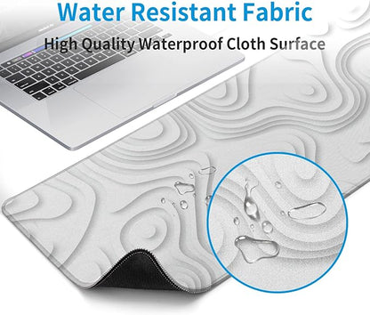 Solid Geometry Large Gaming Mouse Pad White Mouse Pad Gaming Big Desk Pad Desk Mat with Stitched Edge 31.5''x11.8'' Computer Mousepad Waterproof Desk Protector