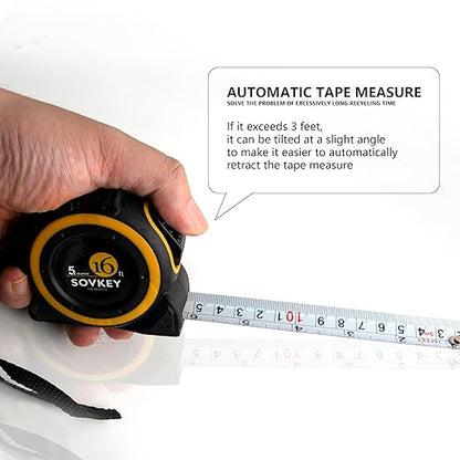 16ft(5-Meters) Tape Measure, Self-Lock, Dual Scale,Easy Read Measuring Tape