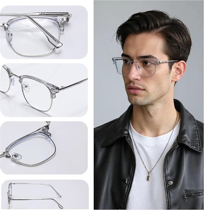Blue Blocker Glasses for Men Metal Computer Gaming Glasses With Blue Ray Filter