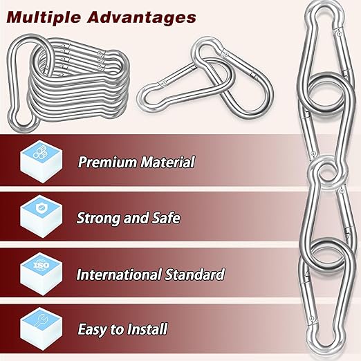 Carabiner, Heavy Duty Galvanized Steel Spring Snap Hook Carabiner Clips with 260LBS Holding Capacity, Ideal for Outdoor, Hammock, Swing and Travel (M6 2.4Inch, 200PCS)