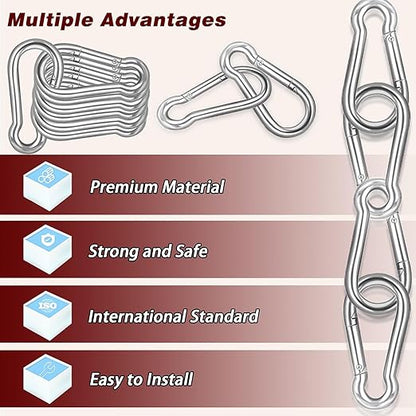 Carabiner, Heavy Duty Galvanized Steel Spring Snap Hook Carabiner Clips with 260LBS Holding Capacity, Ideal for Outdoor, Hammock, Swing and Travel (M6 2.4Inch, 200PCS)