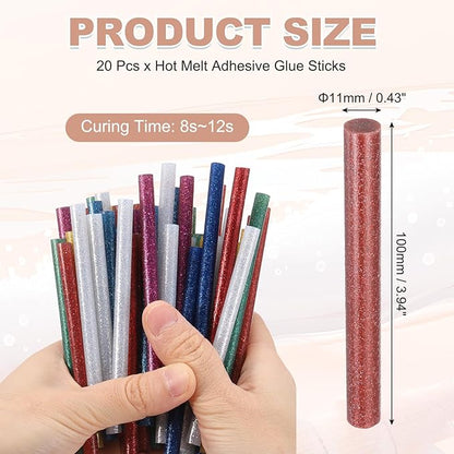 PATIKIL Hot Glue Sticks for Glue Gun, 20 Pcs Colored Hot Melt Adhesive Bulk Sticks for DIY Craft Projects Art Decoration Home Repairs, Dark Red (3.9" x 0.43")