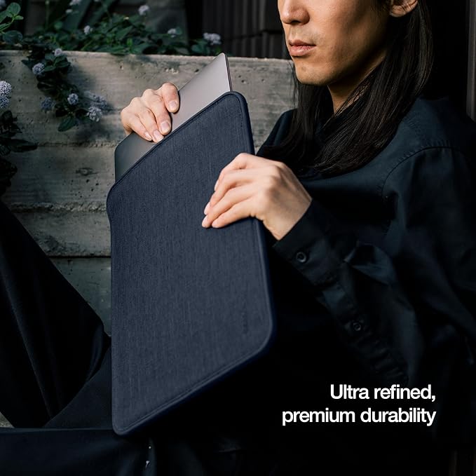 Incase ICON Sleeve with Woolenex - MacBook Pro 14 inch Case - 2024, 2023, 2022, 2021, M4, M3, M2, M1 - Fitted MacBook Case, Laptop Sleeve, Hard Cover, Durable, Lightweight - Heather Navy