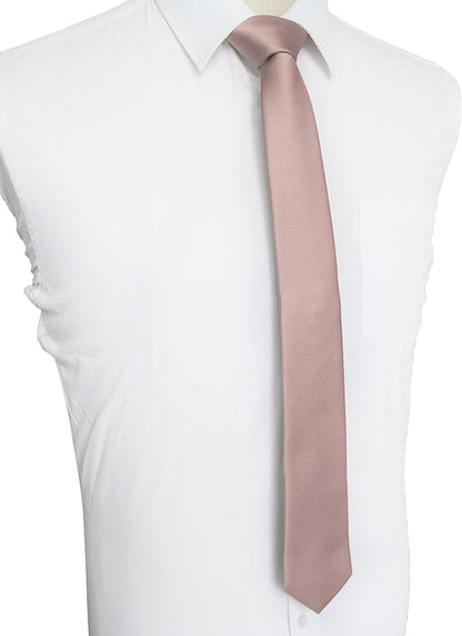 JEMYGINS 2.4" Solid Color Skinny Tie and Pocket Square with Tie Clip Sets for Men (6cm)