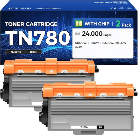 TN780 Toner Cartridge Black 2-Pack High Yield Replacement for Brother TN-780 TN-750 Toner Compatible with Brother HL-5450DN HL-5470DW HL-6180DW MFC-8710DW MFC-8910DW MFC-8950DW DCP-8150DN Printer Ink