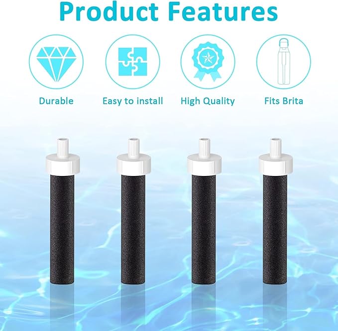 Bottle Filter Mouthpiece Replacement for Brita Water Bottle, Valve Replacement Accessories for Brita Filter Bottle, 3PC Silicone Mouthpiece, 4PC Filter Cartridges, Filter Bottle Parts