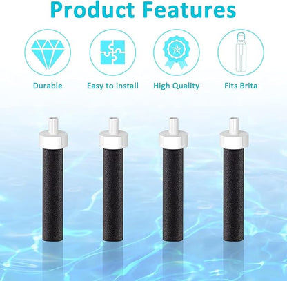 Bottle Filter Mouthpiece Replacement for Brita Water Bottle, Valve Replacement Accessories for Brita Filter Bottle, 3PC Silicone Mouthpiece, 4PC Filter Cartridges, Filter Bottle Parts