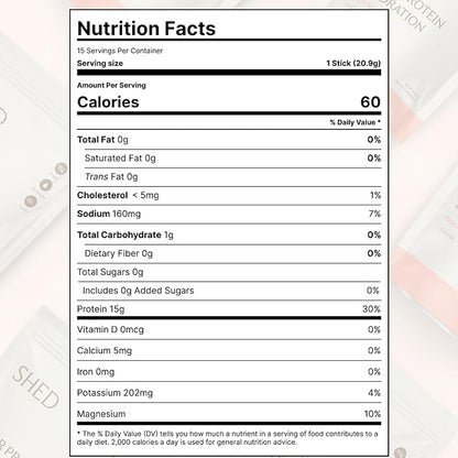 Clear Protein Powder with Electrolytes by Shed, 15g Whey Protein Isolate, Low Calorie and Lactose Free, Light and Clean Hydration Drink, Bloat-Free Post Workout Supplement, Peach Mango (15 Servings)