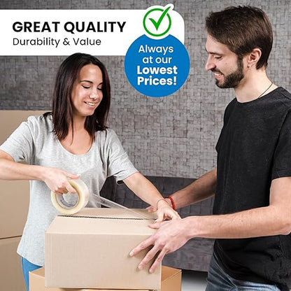 6 Rolls | 2.4 mil Clear | 65 Yards Each (390 Yards Total) | 2" Premium Packing Tape Heavy Duty Packaging Tape for Shipping Moving Stronger Thicker