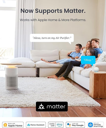 SwitchBot 4 in 1 Air Purifiers Table with Matter, Up to 3620 ft², H13 HEPA Pet Filter, Wireless Charging, Washable Pre-filter, 10 RGB Colors, Work with Apple Home, Alexa, GoogleHome, HomeAssistant