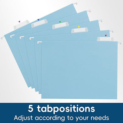 Hanging File Folders, 25 Pack Letter Size File Folders with 1/5-cut Tabs, Office Essentials for Filing Cabinet & Desk Storage