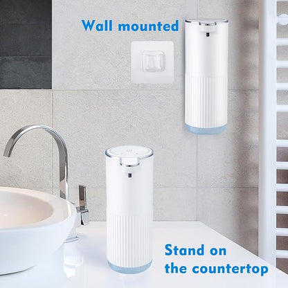 2 Pack Automatic Soap Dispenser Touchless, Rechargeable Foaming Hand Soap Dispenser, 4-Level Adjustable Foam for Bathroom Countertop, Electric (White)