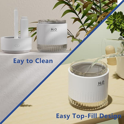 SZO Portable Mini Humidifier, 500ML USB Personal Cool Mist Humidifiers for Bedroom Office Travel Desk, Whisper Quiet 20dB with 2 Mist Modes & Auto Shut-Off, Small Desktop Humidifier（WSQ02 white）