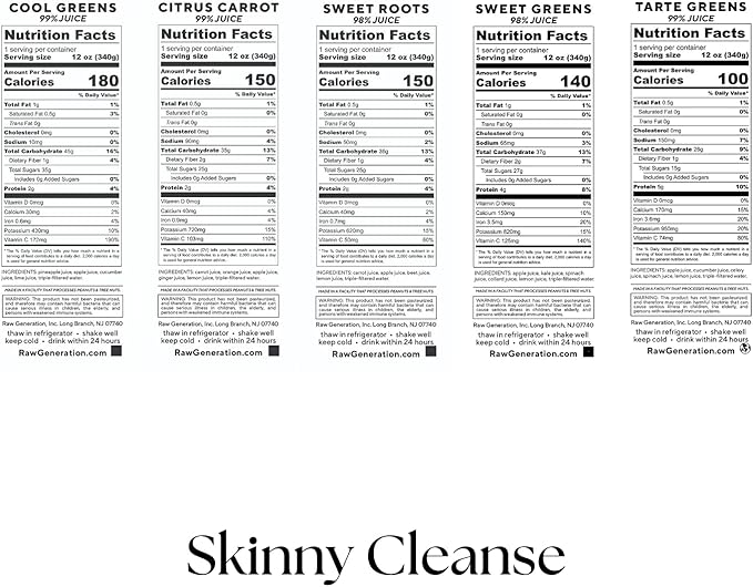 Raw Generation Skinny Cleanse – 7-Day Juice Cleanse for Weight Loss, Detox, Reduced Bloating & Increased Energy – 42 Cold-Pressed Juices to Crush Cravings & Reset Your Diet