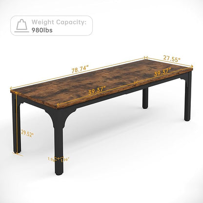 6.56 FT Conference Table, Super Sturdy Large Rectangle Meeting Seminar Table for 8 Person, Long Business Tables (Brown, 1PC)