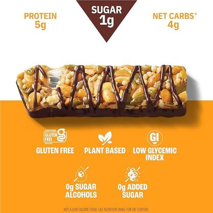 Munk Pack Peanut Butter Dark Chocolate Nut & Seed Snack Bars Stocking Stuffers | 5g Protein, 1g Sugar, 3g Net Carbs | Plant-Based, Low Sugar, Gluten-Free Snacks | 24 Count (4.92 oz)
