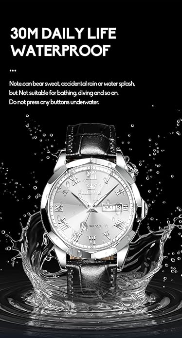 OLEVS Mens Watches Mens Leather Watch Ultra Thin Watches for Men Minimalist Watch with Leather Band Quartz Analog Dress Casual Simple Lightweight relojes para Hombres