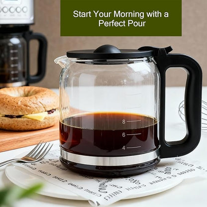 14 Cup Glass Coffee Pot Replacement - Compatible with Cuisinart DCC-3200 Series DCC-2200,DCC-2800,DCC-2600,DCC-1800FR,CBC-7400, CBC-7000PC,CBC-6800 Coffee Makers, Replacement Glass Cofee Carafe