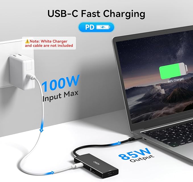 HODO Docking Station USB C to Dual HDMI Adapter, USB-C Hub with 2 Monitors for Laptop, Dongle Adapter with Dual HDMI 4K@60 Hz, 3 USB Port,PD Compatible for Dell XPS 13/15, etc (Black)